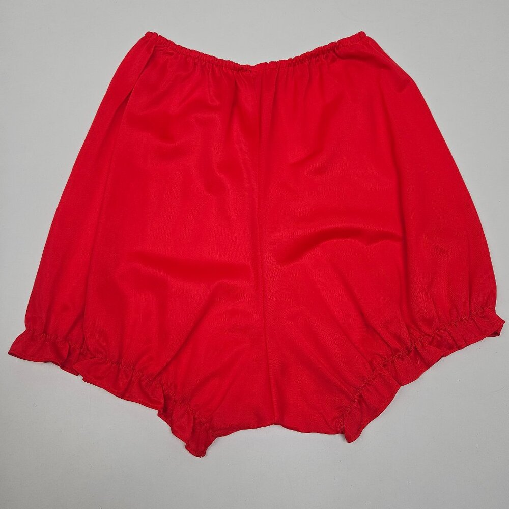 Vintage Women's Pin Up Bloomers Briefs Ruffle Leg‎ Neon Coral Red Retro